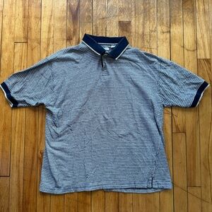 Vtg Robert Stock Checkered Polo T-Shirt Navy Blue Men’s Medium